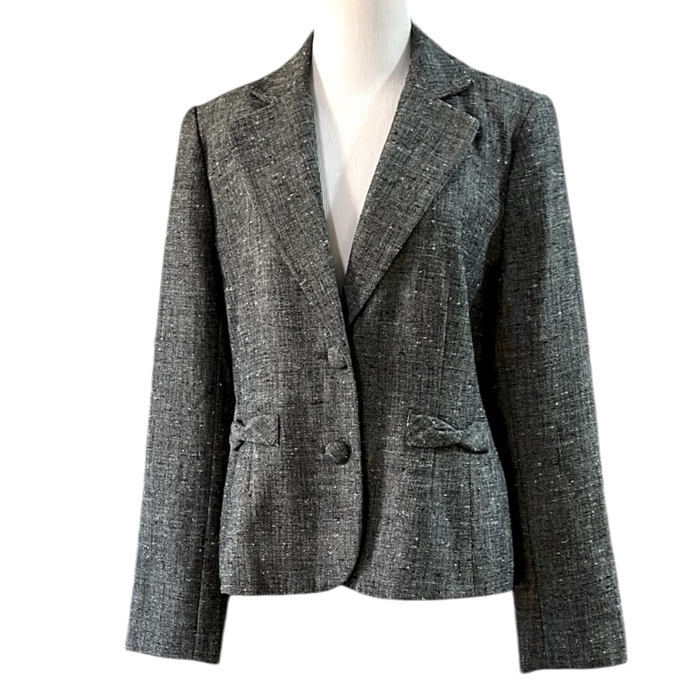 VINTAGE CATO HERRINGBONE TWEED FITTED BLAZER JACKET GRAY SIZE 14 NEW WITH TAGS